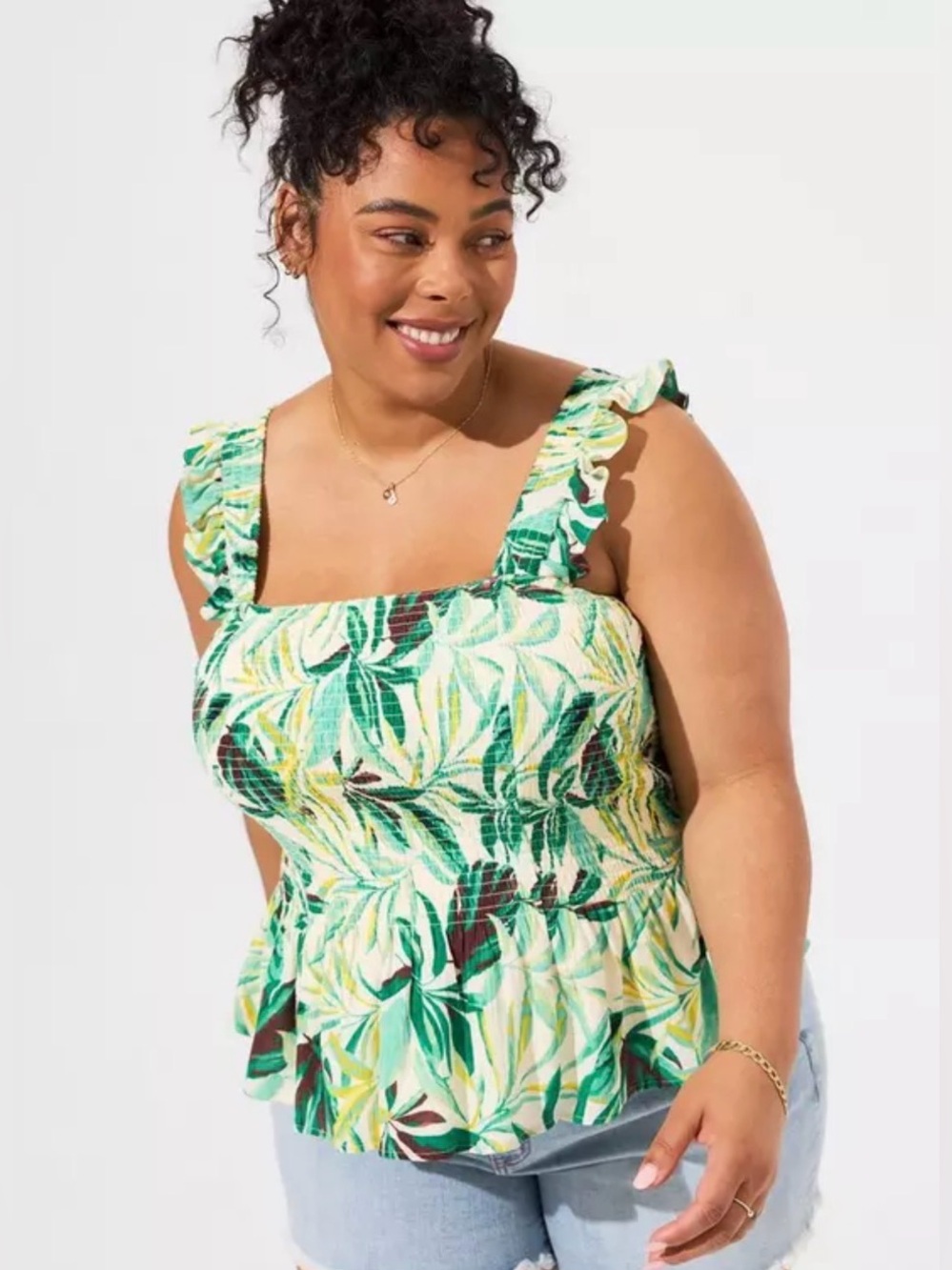 NWT Torrid Peplum Washable Crinkle Gauze Smocked Tank Top Size 00 M/L